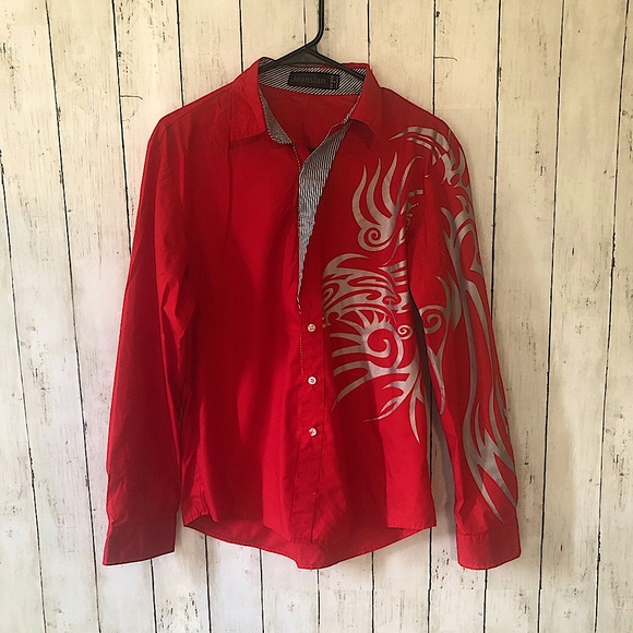 MENS “JEANSIAN” BRAND BUTTON UP LONG SLEEVE FASHION DESIGN SIZE MEDIUM - Picture 1 of 8